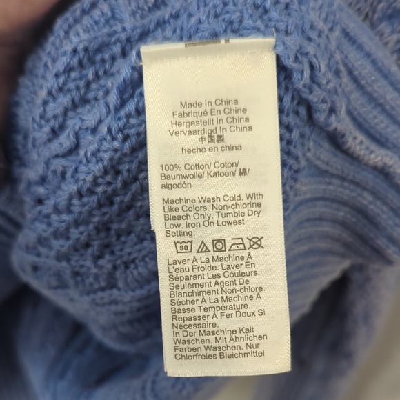 J Crew Cable-knit V-neck Cardigan Sweater Blue 💙 size Small 100% Cotton - Picture 5 of 9